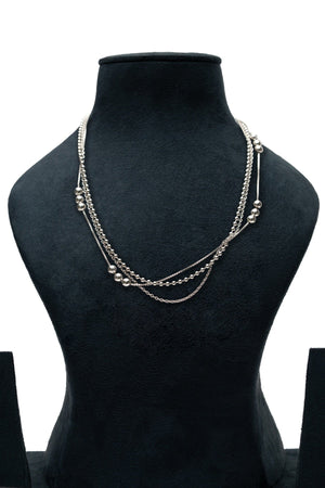 Scatter Bead Layer Necklace – silver triple-layer necklace with clustered round beads Scatter Bead Layer Necklace – silver triple-layer necklace with clustered round beads